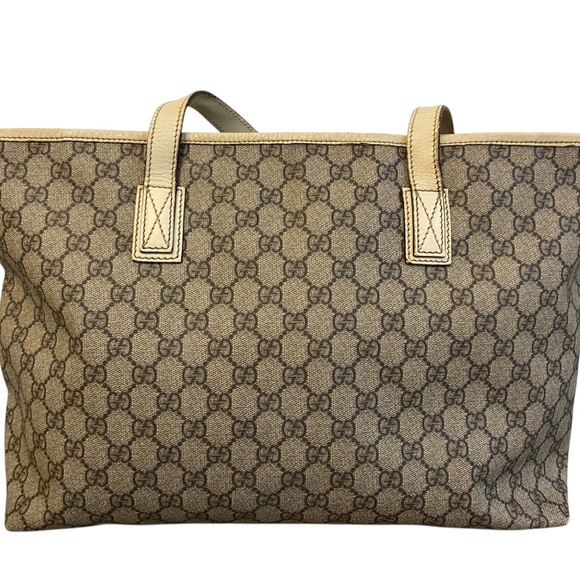 Gucci GG Supreme Monogram Coated Canvas Medium Joy Tote Ivory Leather Trim w COA - Picture 3 of 16